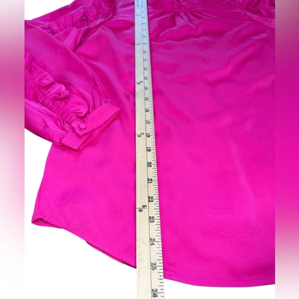J. Crew Pink Puff Sleeve Ruffled Blouse